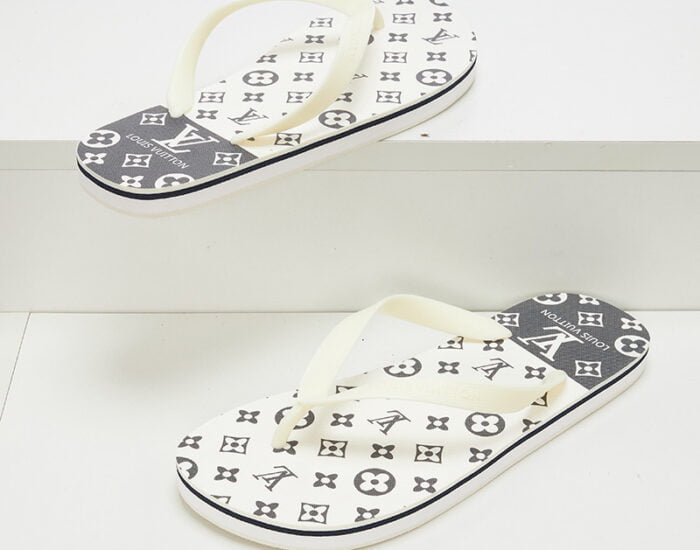Dép Louis Vuitton trắng họa tiết hoa Monogram