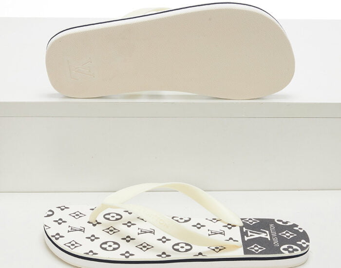 Dép Louis Vuitton trắng họa tiết hoa Monogram