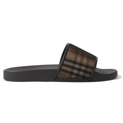 Dép Nam Burberry Check Cotton and Mesh Slides Like Auth