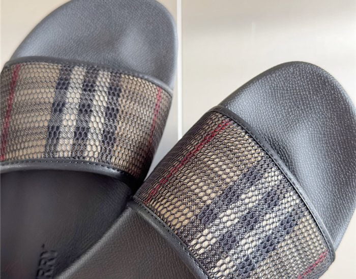 Dép Nam Burberry Check Cotton and Mesh Slides Like Auth