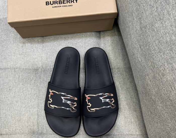 Dép Burberry Check EKD Motif slides in Black Like Auth