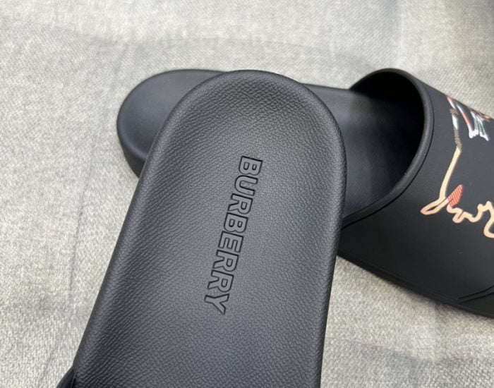 Dép Burberry Check EKD Motif slides in Black Like Auth
