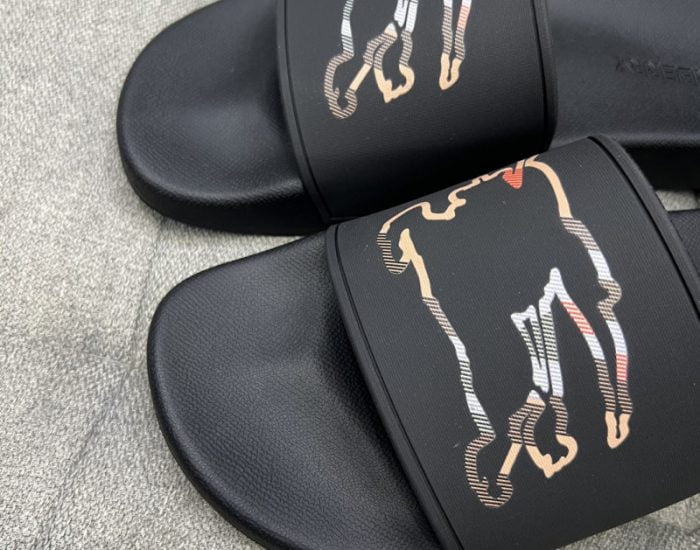 Dép Burberry Check EKD Motif slides in Black Like Auth