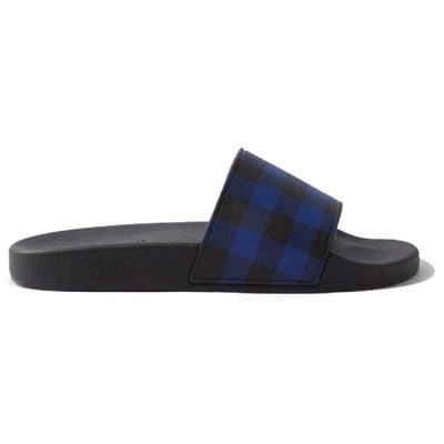 Dép nam Burberry Check Print Slides Dark Blue Like Auth