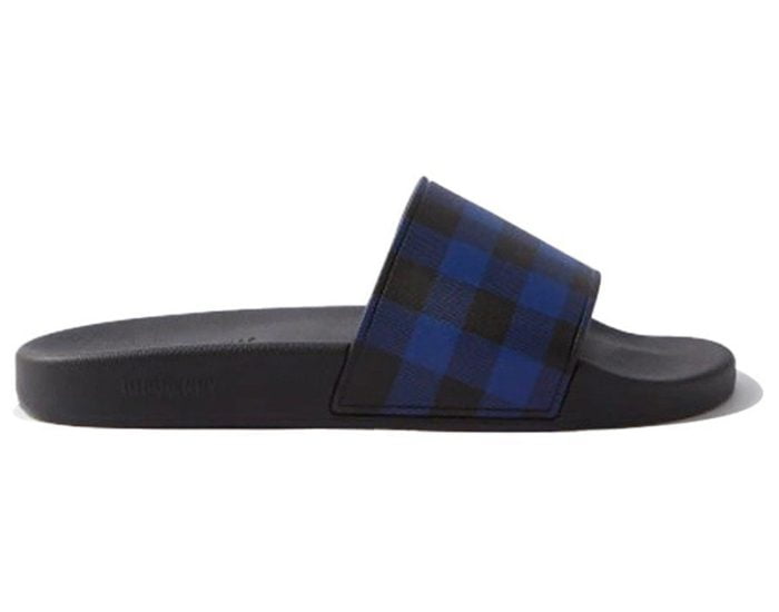 Dép nam Burberry Check Print Slides Dark Blue Like Auth