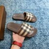 Dép nam Burberry Checkered Slides Dark Birch Brown Like Auth