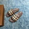 Dép nam Burberry Checkered Slides Dark Birch Brown Like Auth