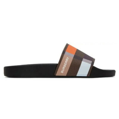 Dép nam Burberry Logo Furley Rubber Brown Like Auth