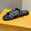 Dép quai chéo LV họa tiết caro màu xám đen Like Auth