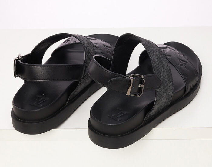 Dép quai hậu Louis Vuitton caro màu xám họa tiết Monogram