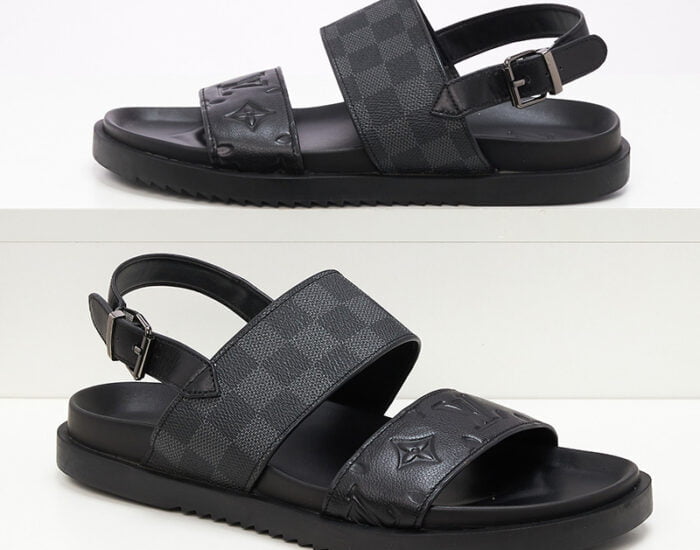 Dép quai hậu Louis Vuitton caro màu xám họa tiết Monogram