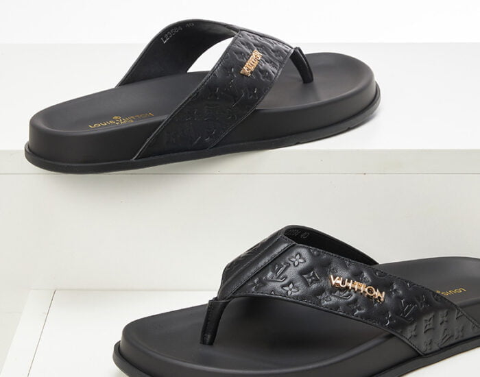 Dép tông Louis Vuitton đế đúc họa tiết hoa chìm