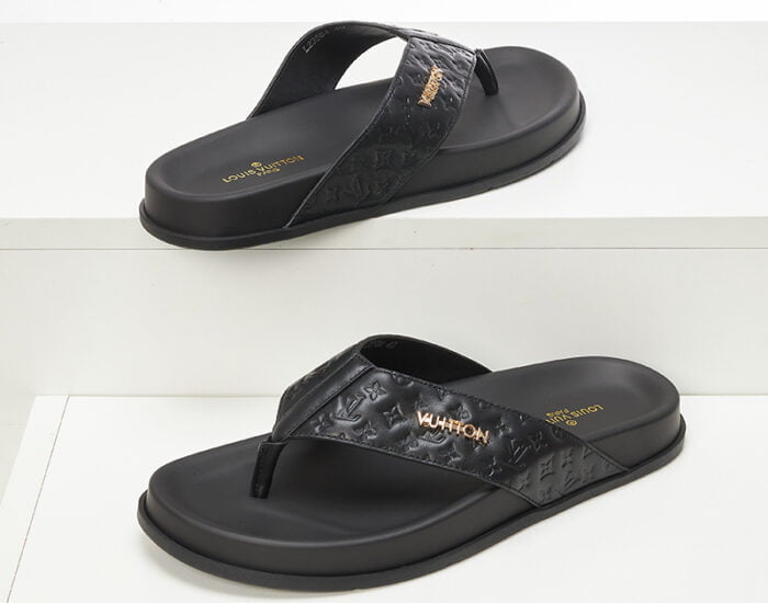 Dép tông Louis Vuitton đế đúc họa tiết hoa chìm
