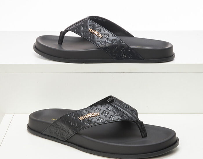 Dép tông Louis Vuitton đế đúc họa tiết hoa chìm