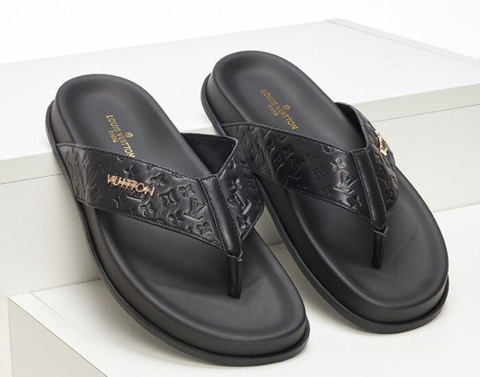 Dép tông Louis Vuitton đế đúc họa tiết hoa chìm