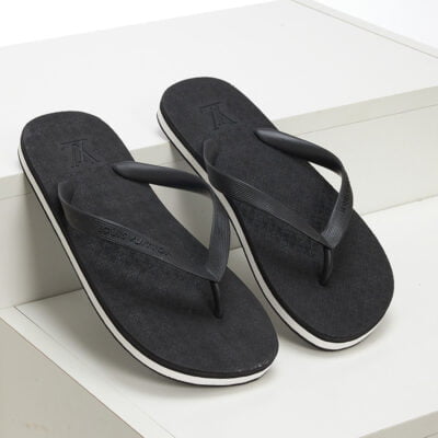 Dép tông Louis Vuitton họa tiết hoa Monogram màu đen