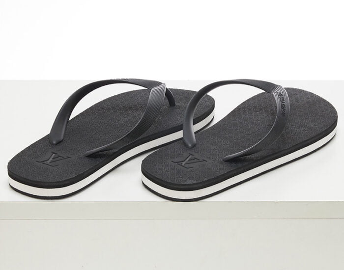 Dép tông Louis Vuitton họa tiết hoa Monogram màu đen