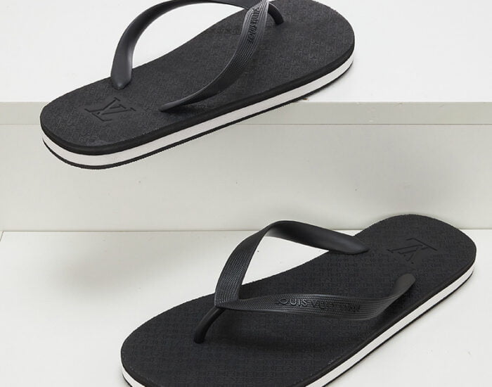 Dép tông Louis Vuitton họa tiết hoa Monogram màu đen