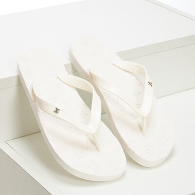 Dép tông Louis Vuitton màu trắng họa tiết logo nhỏ